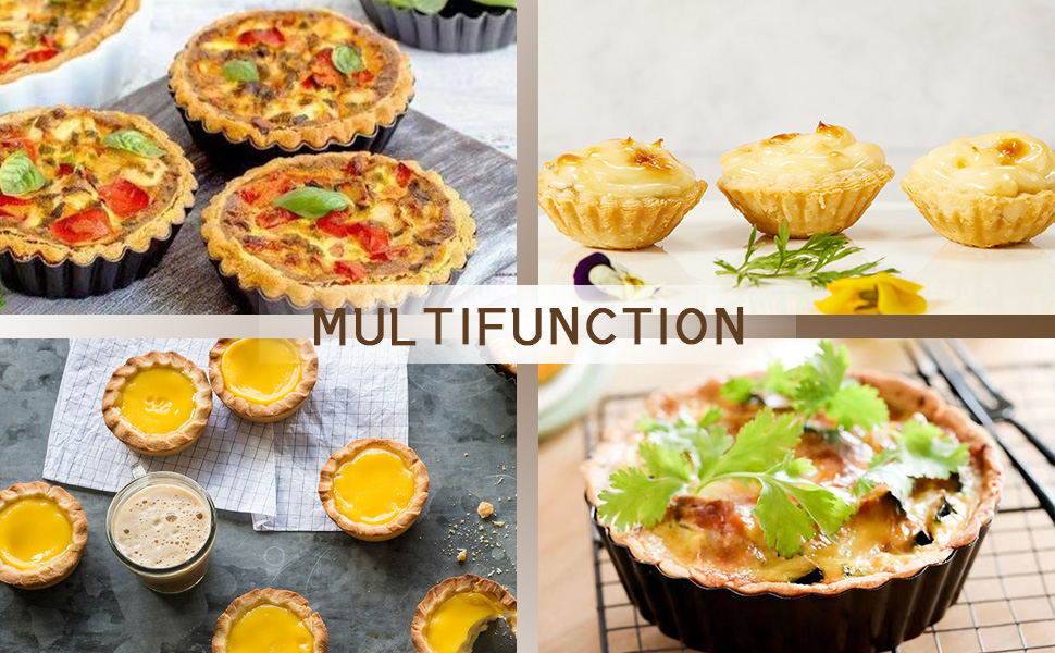 4Inch Mini Tart Pan Set of 8,NonStick Carbon Steel Quiche