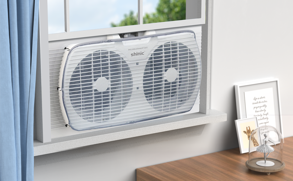 shinic Twin Window Fan with Quiet Mode, 3 Speed Settings