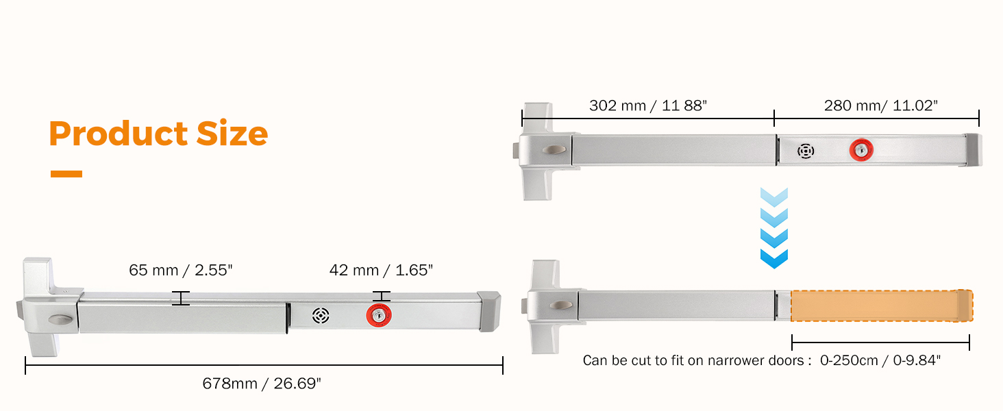 BEAMNOVA 2 Pack Commercial Door Push Bars Panic Exit Device Alarm