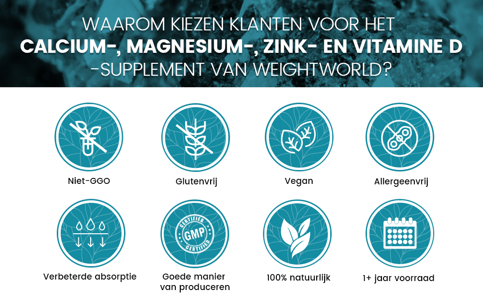 Magnesium, Calcium en Zink 400 tabletten voor meer dan 1 jaar