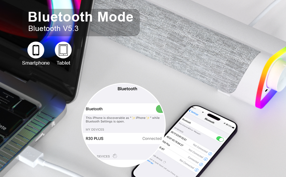 SOULION R30 Plus Computer Speakers, Wired USBPowered Bluetooth V5.3 PC