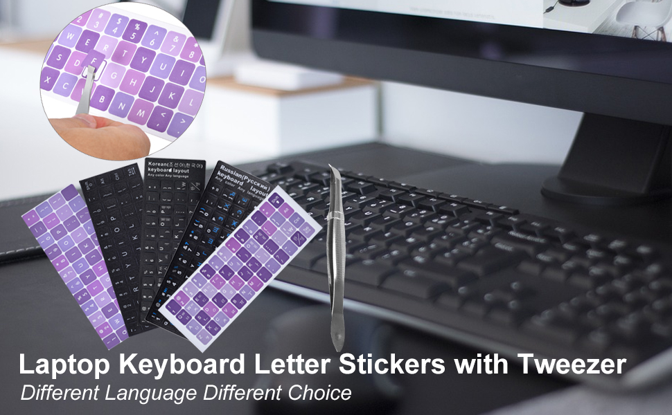 2PCS Universal English Keyboard Stickers with Tweezer