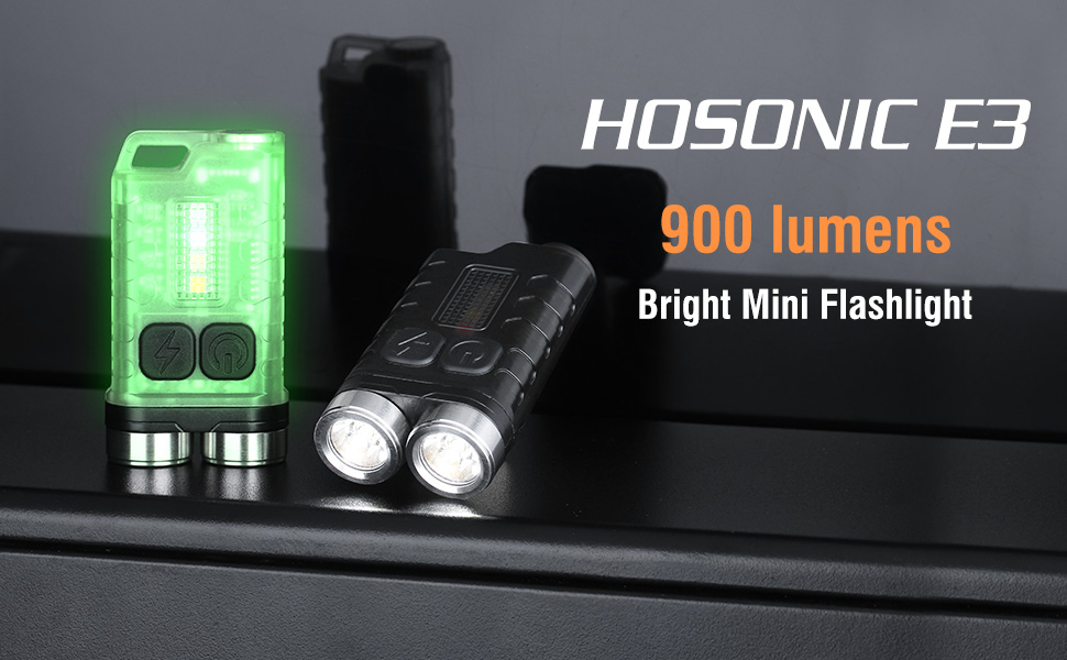 HOSONIC E3 Mini Keyring Torch Super Bright 900 Lumen USB C Rechargeable