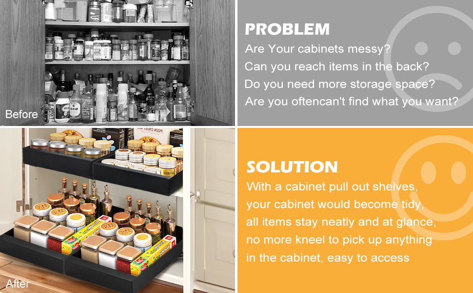 LINGSFIRE Pull Out Organizer Carbon Steel