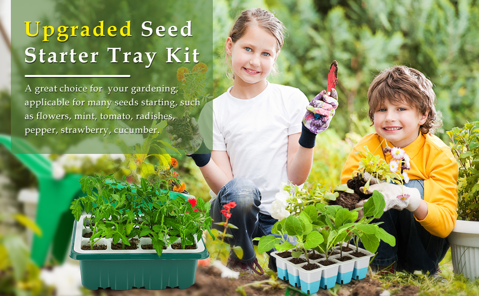 Seed Starter Tray with Grow Light, 60 Flexible Cells 5 PCS