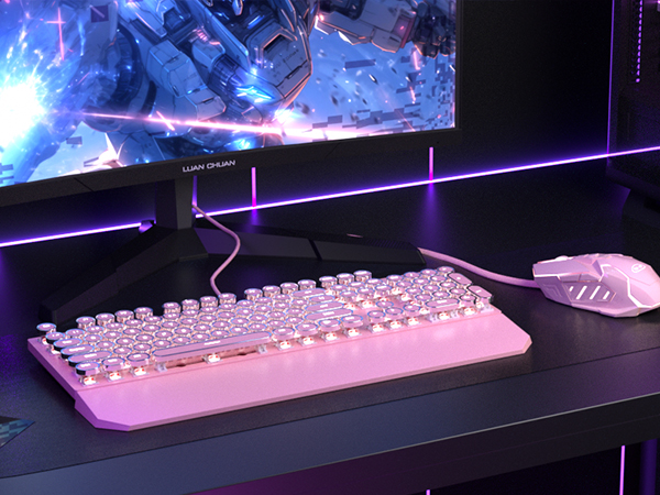 pink keyboard and mouse