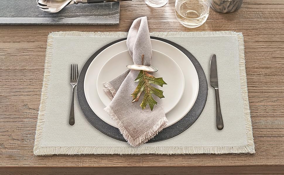 CY SISTERS 100 Cotton Woven Placemats for Dining Table Set