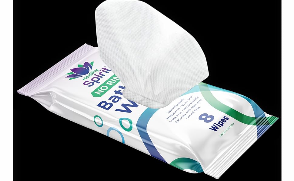 Healthy Spirit Rinse Free Body Bathing Wipes for Adults