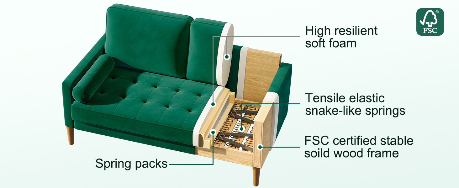 spring pack seat -green loveseat sofa