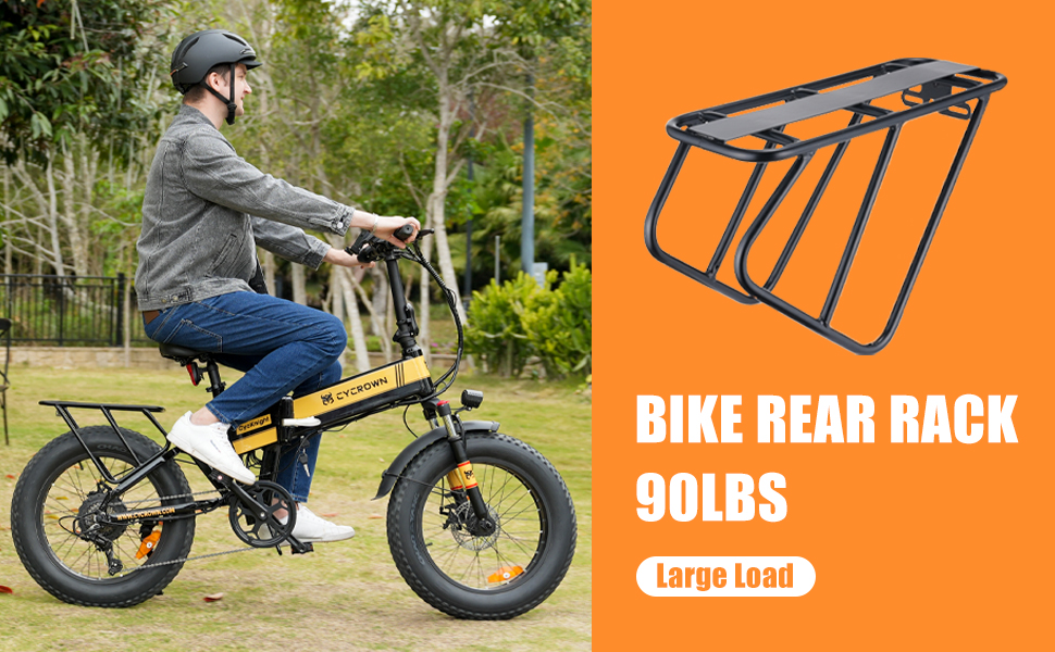 EBike Rear Rack 90 LBS Load Bike Cargo Rack, Aluminum