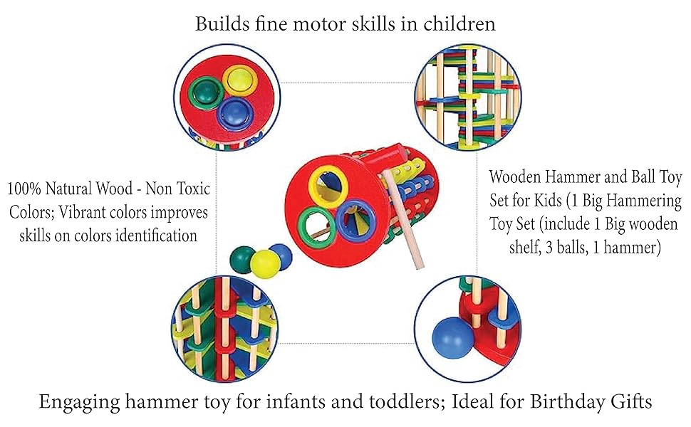 Buy Prime Choice Toys Wooden Hammer Ball Knock Ball Hammer for Kids Knock Pounding Ball