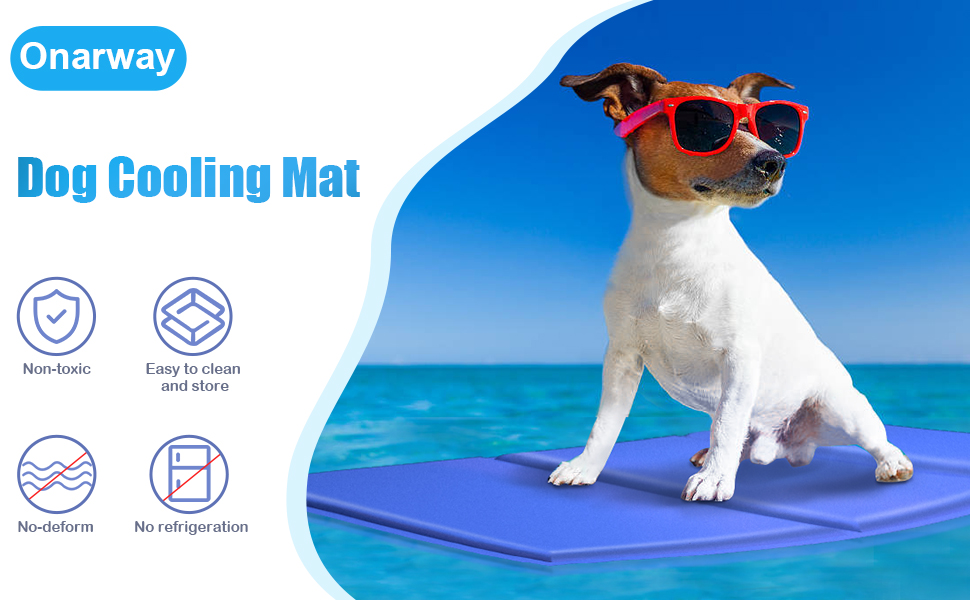 Onarway Dog Cooling Mat Large Pet Cool Pad Self Cooling Gel Mat 90x50cm for Medium or Large