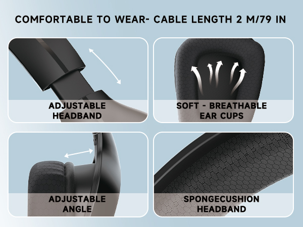 Gaming Headset with Mic for PC PS xbox