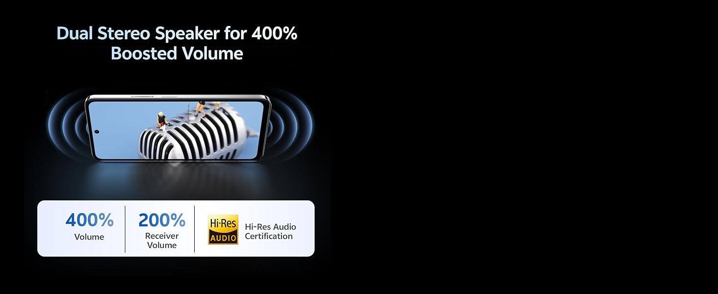 Dual stereo speaker for 400% boosted volume