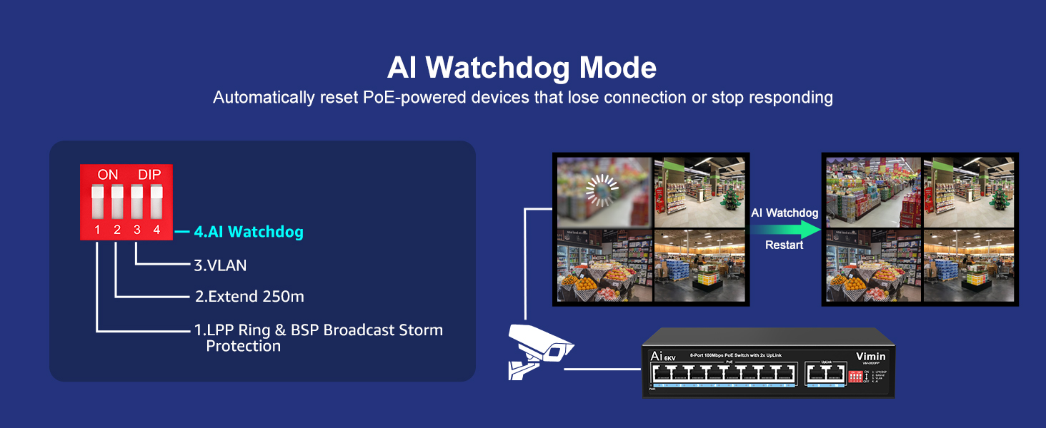 4 port fast ethernet 100Mbps PoE Switch