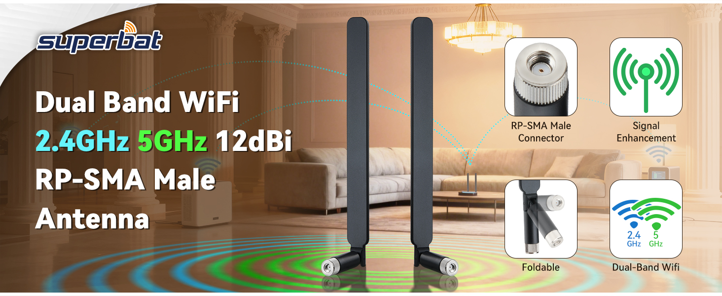 Dual Band WiFi 2.4GHz 5GHz antenna
