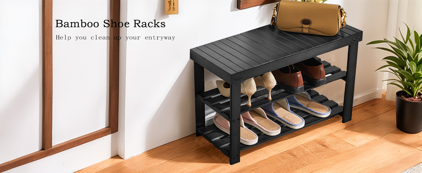 Bamboo Shoe Rack Bench