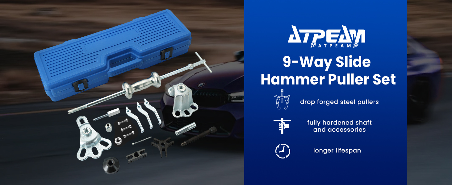 Slide Hammer Puller Set Front Wheel Hub Bearing Remover &amp; Rear Wheel Axle Hub Dent Slide Hammer