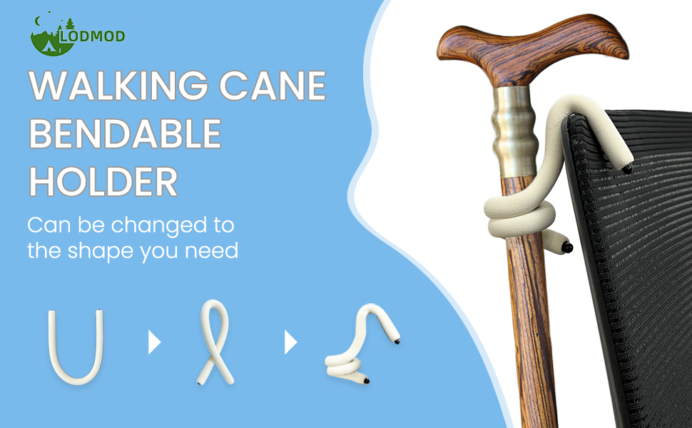 Walking Cane Bendable Holder - Walking Stick Storage Grabber Hanger