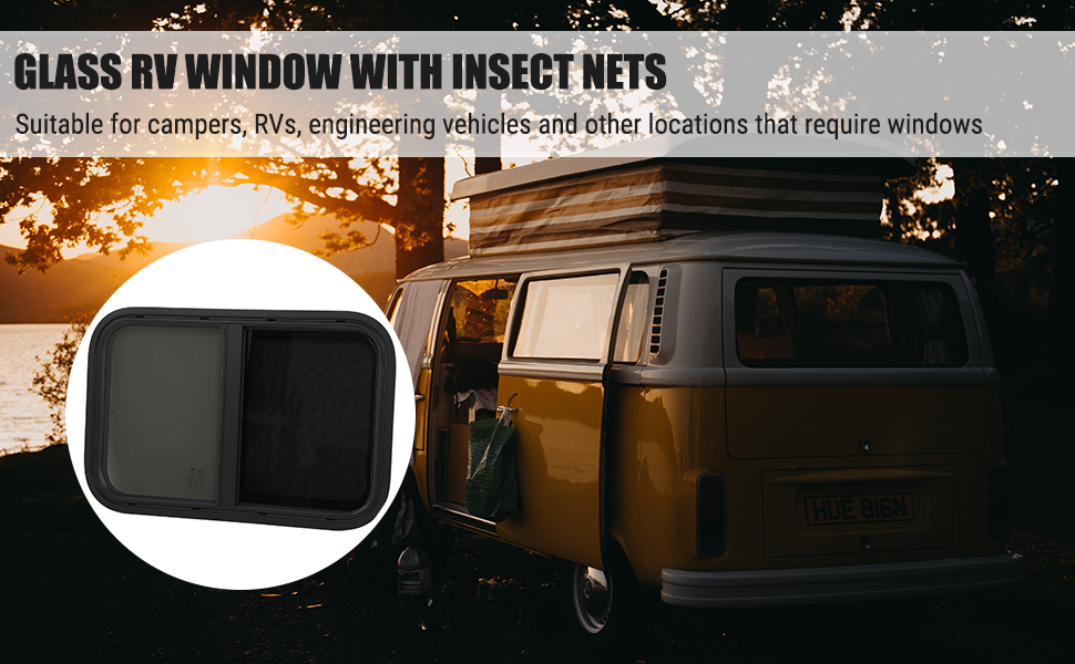 RV Window Replacement, 590x390mm Vertical Horizontal Sliding Tinted