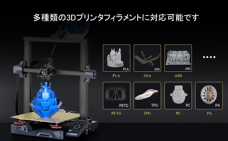  多種類の3Dプリンタフィラメントに対応可能です
