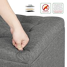 WOLTU Storage Box Ottoman Stools Upholstered Footstools Square Pouffe Cover Cream 13 1