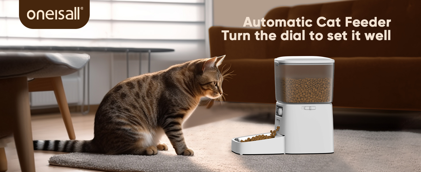 oneisall Automatic Cat Feeder, BatteryOperated 12 Cups