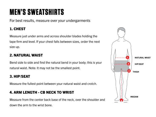 Carhartt's Men's Sweatshirts - How to Measure