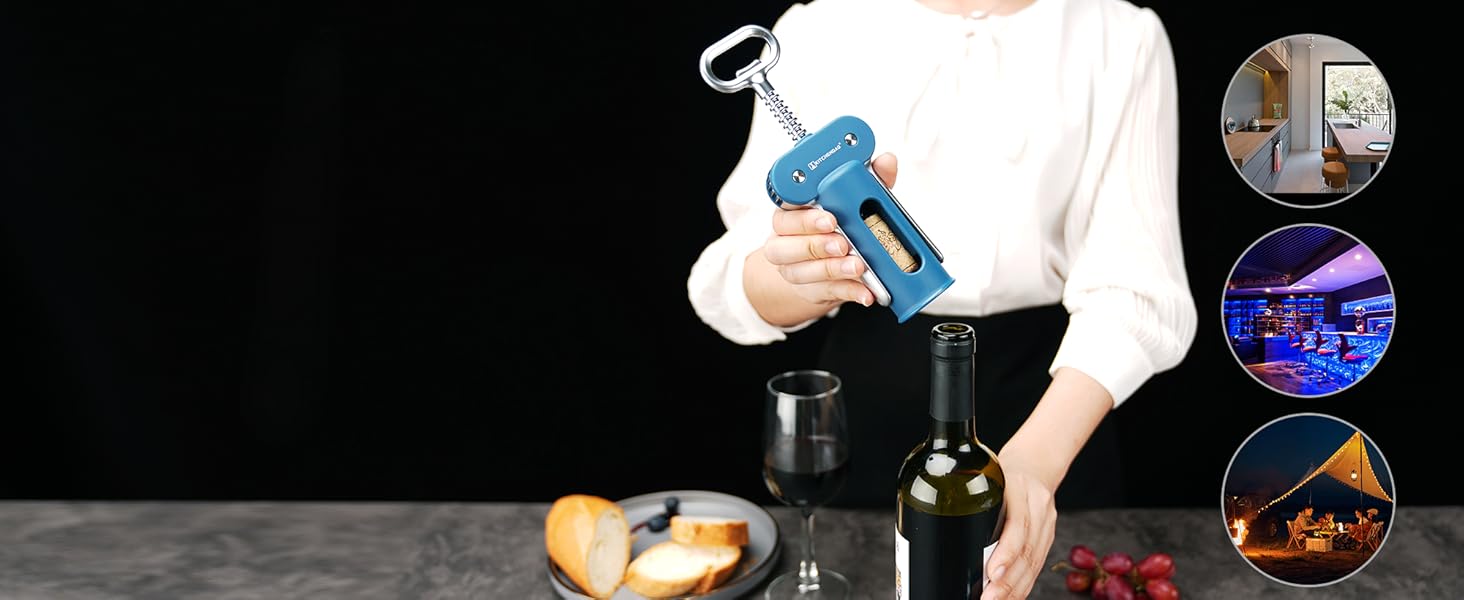 KITCHENDAO Luxury 3 in 1 Wine Opener with Foil Cutter, Beer