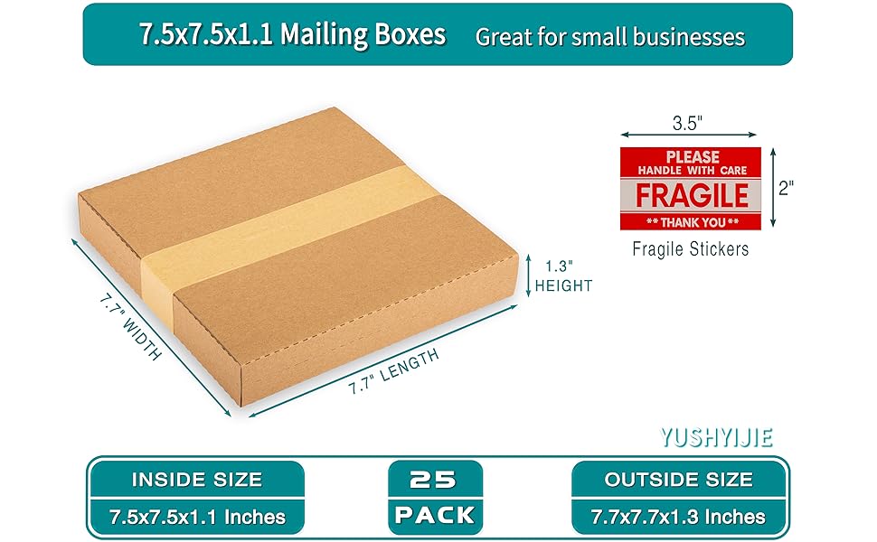 YUSHYIJIE 7" 45 RPM Vinyl Record Mailers 7.5"L x 7.5"W x