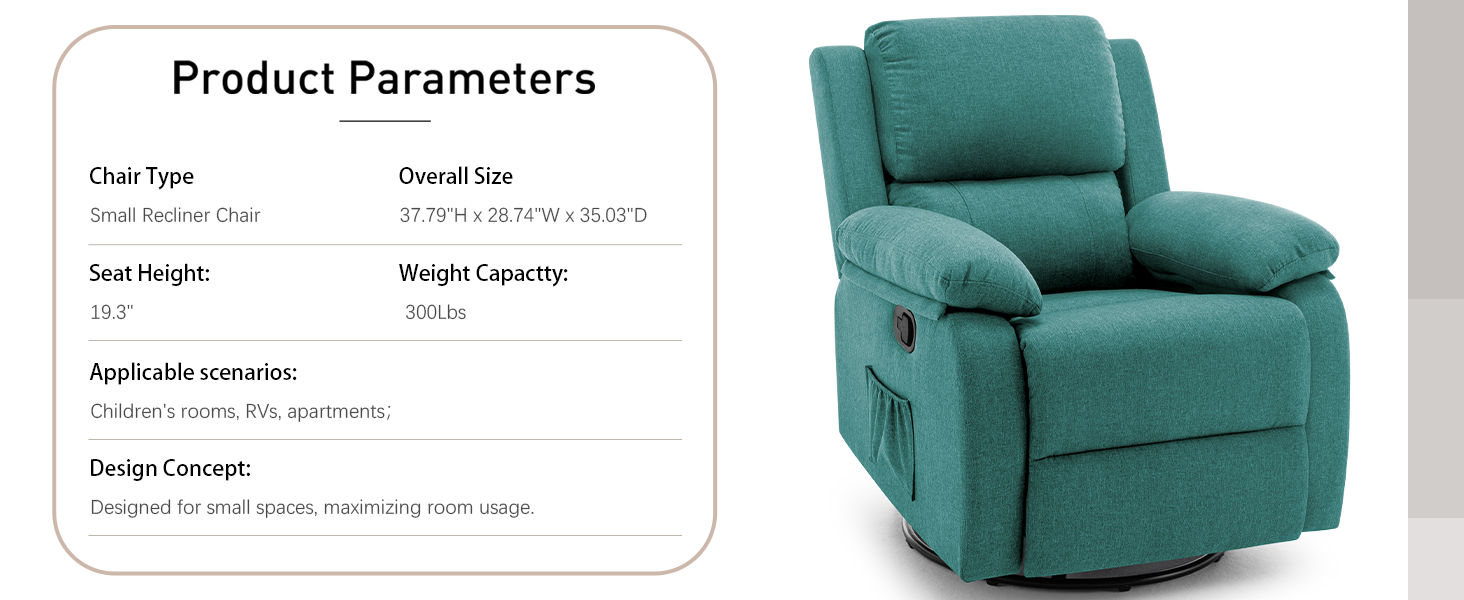 Korser Recliner Chair, 360 Swivel Rocker Chair for Adults