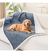 Smiry Waterproof Blanket Throw for Large Dogs, Soft Reversible Dog Blanket for Sofa Couch Bed, Wa...