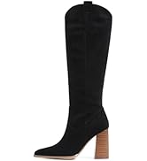 MeiLuSi Knee High Suede Boots Fall Boots for Women 2025 Pointed Toe Fall Shoes Chunky High Heel T...