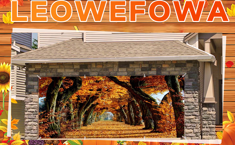 Leowefowa Fall Forest Arch Avenue Garage Door Decorations