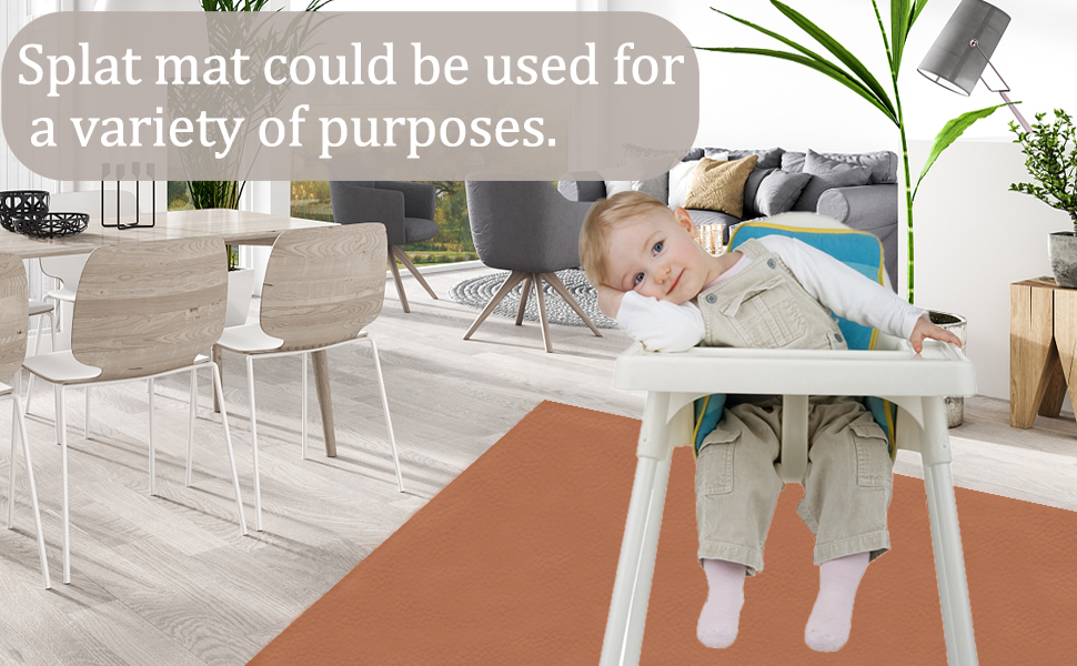 Splat Mat for Under High Chair, 51in PU Waterproof Dirt