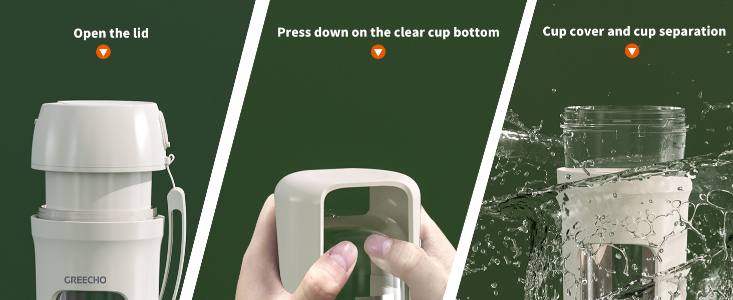 GREECHO Portable Blender, Onehanded Drinking Mini Blender for Shakes and Smoothies