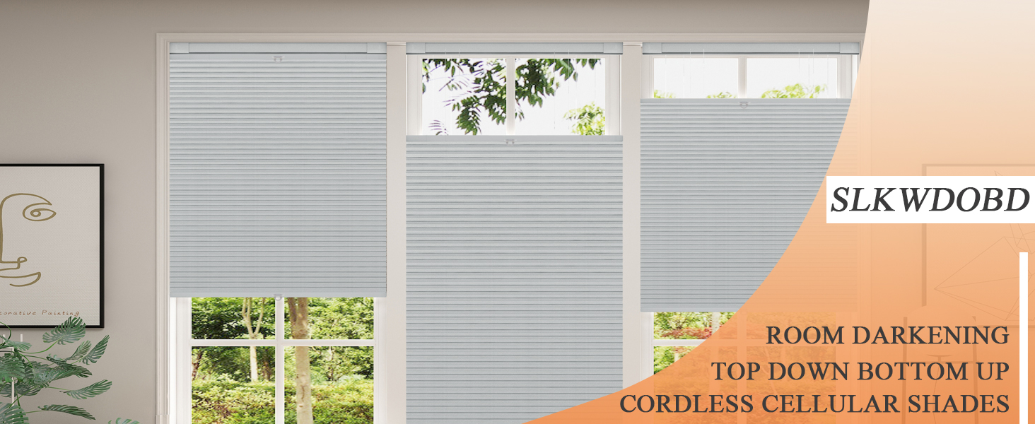 No Drill Top Down Bottom Up Cellular Shades Cordless, No