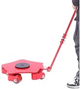 FiueStur Machinery Mover 4 Ton Machine Skates Heavy Duty 5 Swivel Caster Rollers with Handle for ...