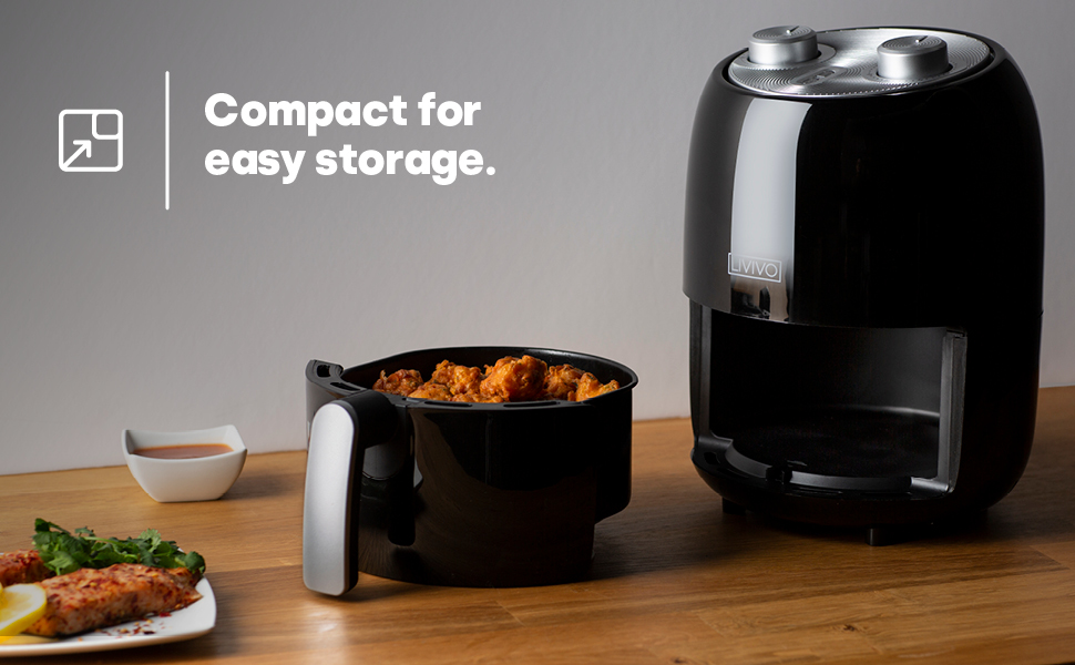 LIVIVO Manual Control Air Fryer, MultiFunctional 1000W CounterTop Fryer for Convenient and