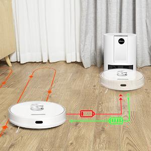 ULTENIC T10 - Robot Vacuum Cleaner With Mop - Self-empty Base - 3000Pa - Laser Navigation - Wi-Fi Connected/App Control 18 Robotic Vacuum Cleaner recharge automatically