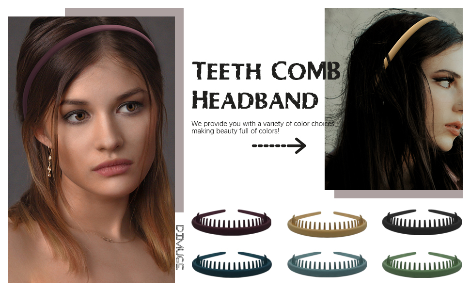DIMUGE Plastic Headband with Teeth for Women and Girls