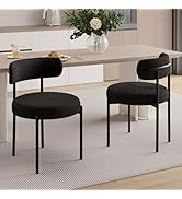 Hawthyhome Dining Room Chairs Set of 2 Round Boucle Dining Room Chairs with Curved Backrest for D...
