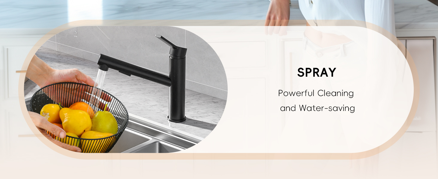 Bar Sink Faucet Low Profile Matte Black, Modern Kitchen Faucets with Pull Out 2 Modes