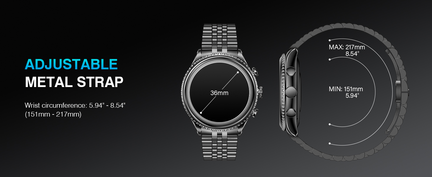 Designed for every wrist — adjustable strap fits comfortably from minimum to maximum size.