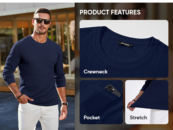 メンズウェア CREWNECK PULLOVER & SLIM LONG PANTS JMIERR Men's Clothing Long Sleeve Casual Crewneck Ribbed