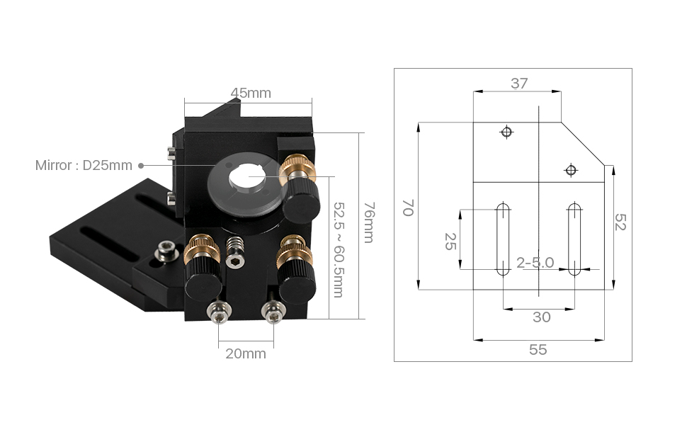 Cloudray C Series CO2 Head Set with 1 PCS USA CVD Focus Lens