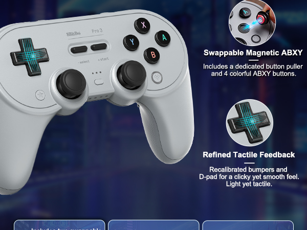 8BitDo Pro 3 Bluetooth Controller for Switch/Switch 2, TMR Joysticks,Hall/Tactile Triggers