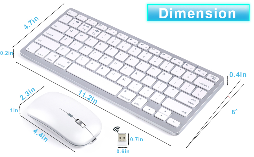 Wireless Keyboard and Mouse for Mac, Bluetooth Rechargeable Keyboard and Mouse compatible with