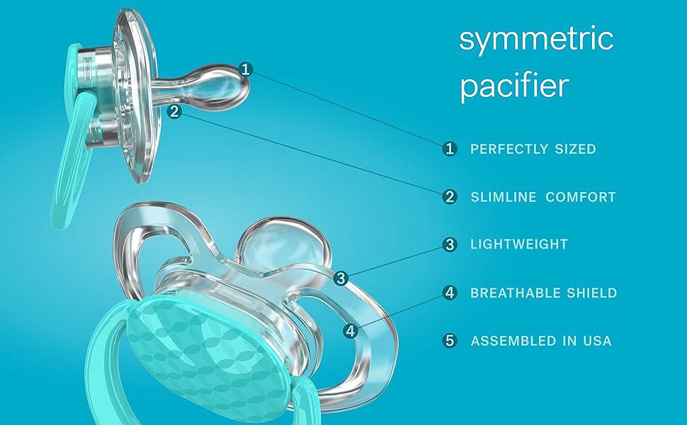 Smilo Baby Pacifier 2 Pack of Slimline Pacifiers for