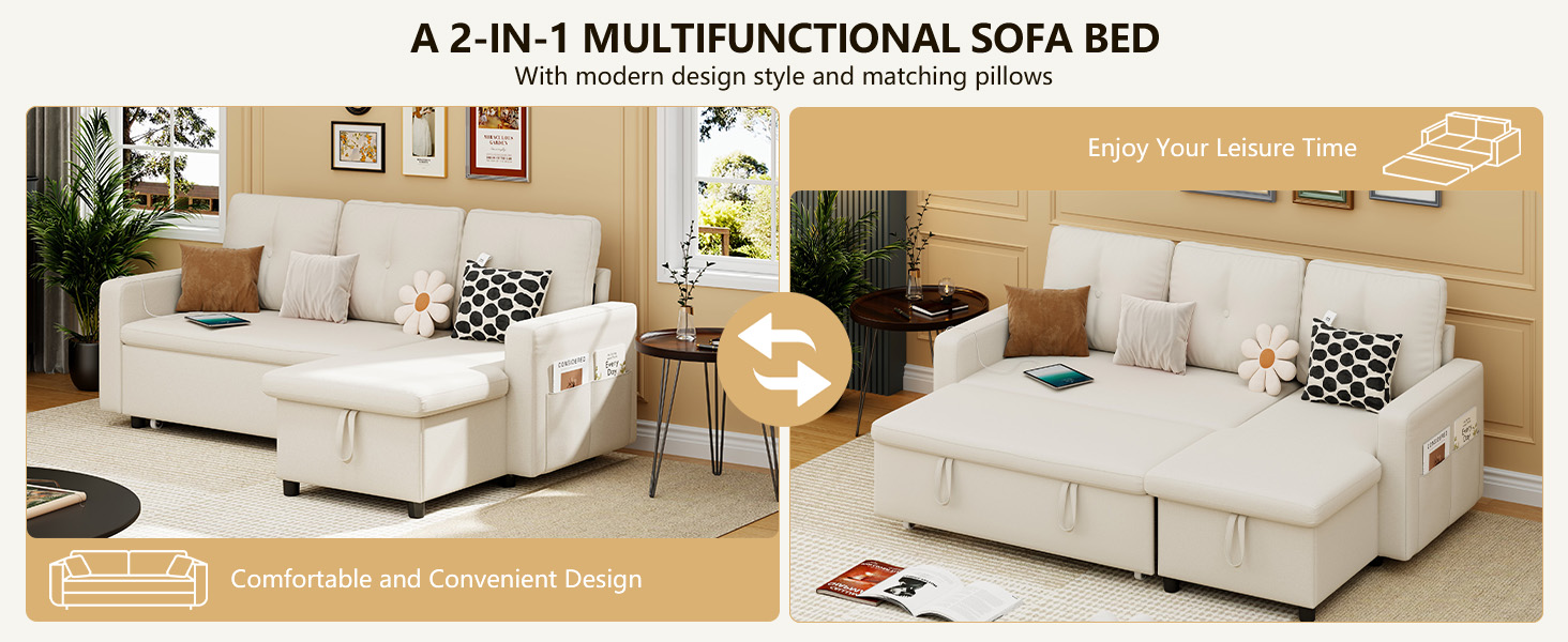 FREDEES Sectional Sofa LShaped Sofa Couch Bed with Chaise